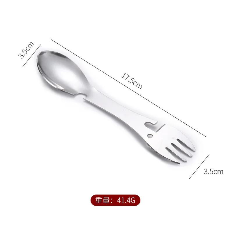 야외 생존 도구 5 In 1 캠핑 다기능 EDC 실용 키트 포크 나이프 스푼 병/캔 오프너