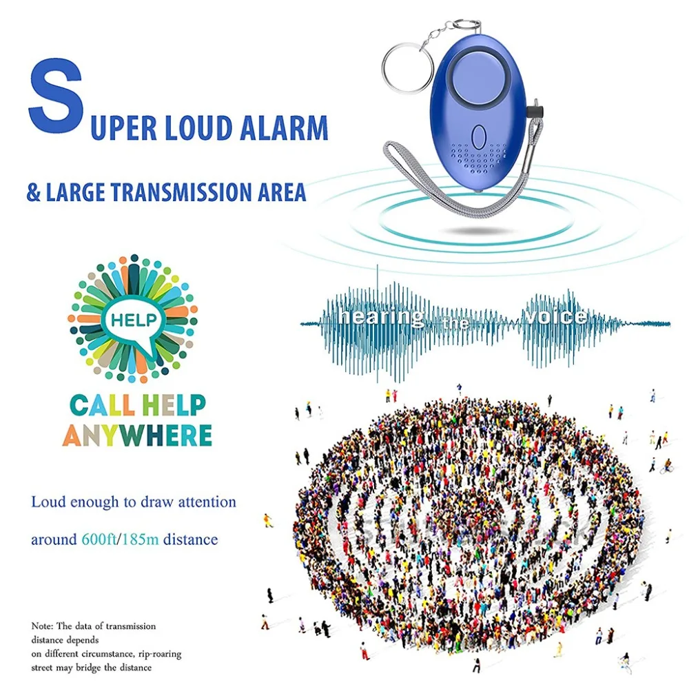 Self Defense ALARM 130dB ไซเรนป้องกันตัวเอง Anti-Attack Security สําหรับเด็กผู้หญิงความปลอดภัยส่วนบุคคล Loud Alert Attack Panic