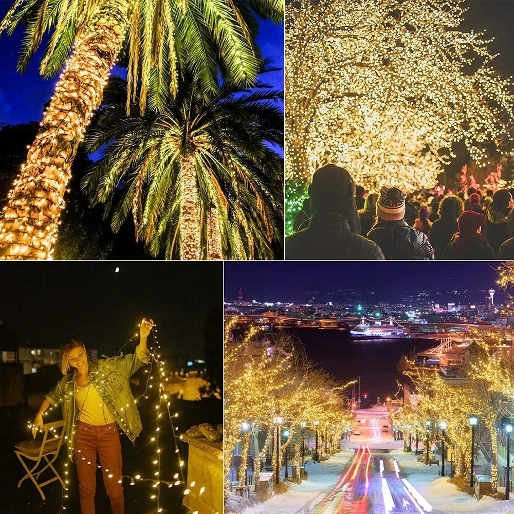 39フィート LED ソーラーライト 100 ライト 屋外防水 フェアリーガーランドライト クリスマスパーティー ハロウィンデコレーション ソーラーライト