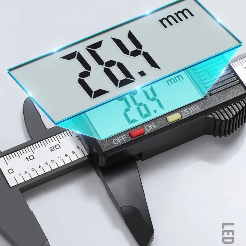 AIRAJ-calibrador Digital de plástico Vernier de 150MM, conversión de fracción métrica en pulgadas, herramienta de medición con pantalla LCD grande