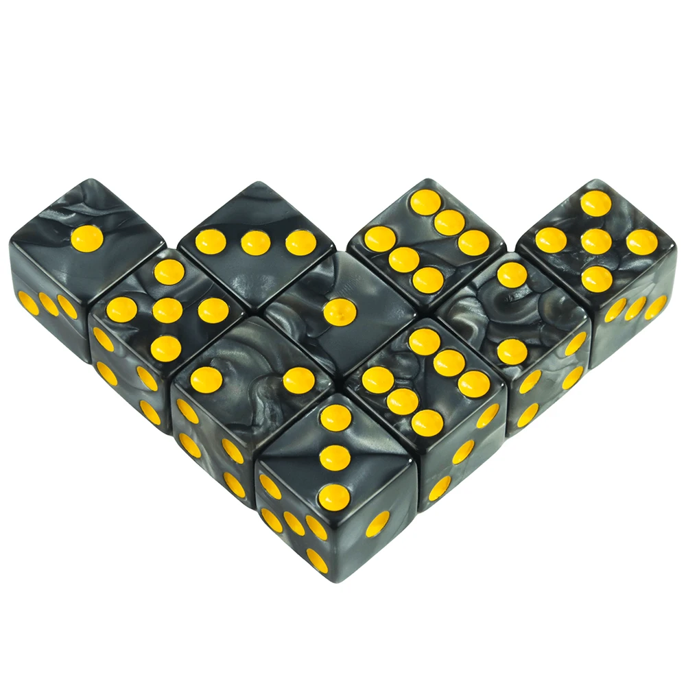Dados de jogo de 6 lados 16mm mármore acrílico d6 conjunto de dados para dnd, rpg, tabuleiro de mesa ou ensino de matemática, dados de impressão de aventurina