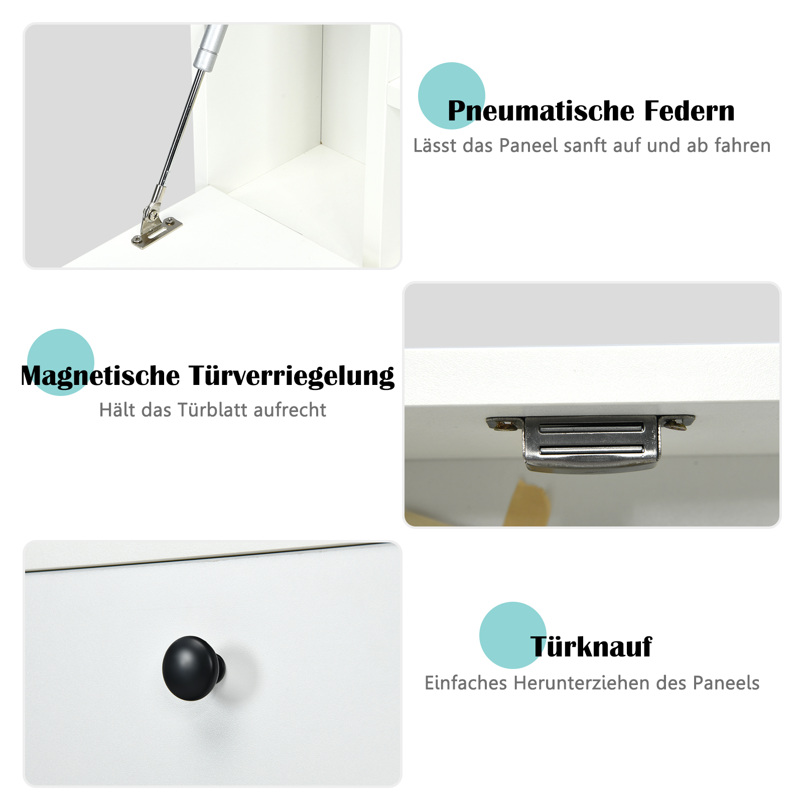 Wandklapptisch, Wandtisch mit Ablagefächern & Schublade, Klapptisch, klappbarer Computertisch, Schreibtisch fürkleine Räume