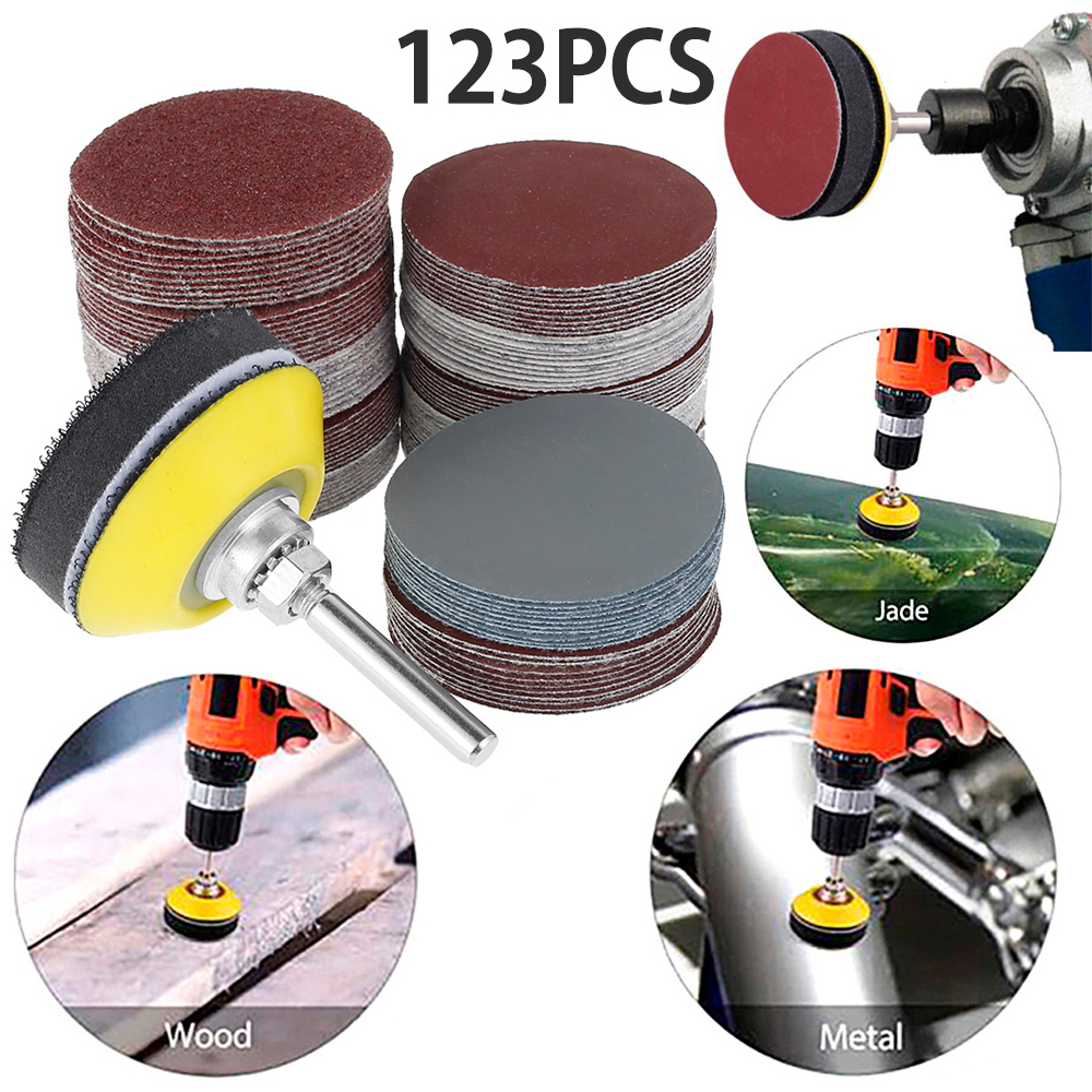 120 pçs 50mm discos de lixa almofadas conjunto 60-3000 grit abrasivo polimento almofada kit para dremel ferramenta rotativa lixas acessórios
