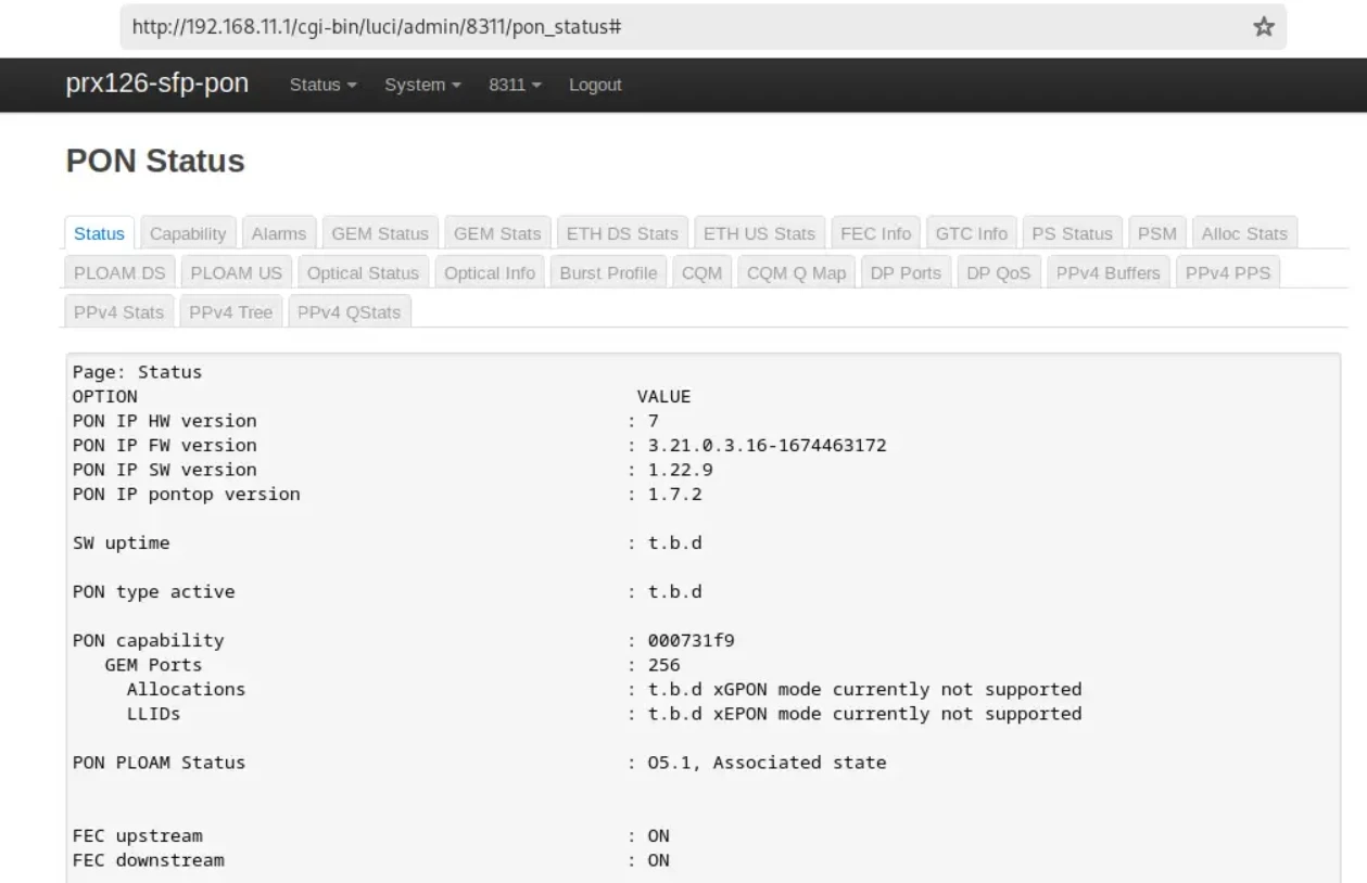 XGSPON ONU Stick SFP+ con ventola, preinstallamento 8311 supporto fimrware gestione IP SN MAC, 10 Gb/s SC/APC 1270/1577nm SMF SFP ONT