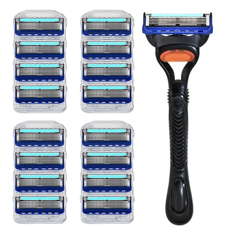 Lama di rasoio a 5 strati, lama di rasoio manuale da uomo, lama di rasoio di sicurezza, classica lama di rasoio riutilizzabile per la combinazione di protezione della pelle