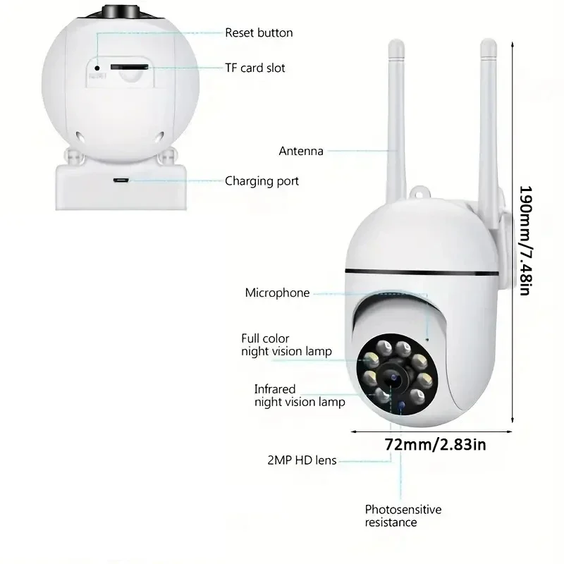 2.4G 8MP カメラ Wifi ビデオ監視 IP 屋外セキュリティ保護モニター 4.0X ズーム ホームワイヤレストラックアラーム 防水