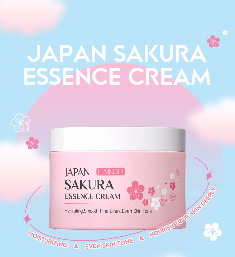 LAIKOU Japan Sakura Essence Cream Cherry Blossom Facial Cream Moisturizing Improving Dryness & Roughness Face Skin Care