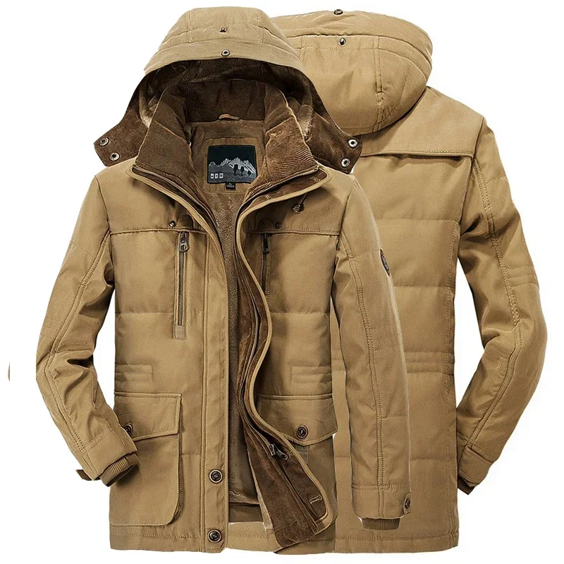 Parkas militares tácticas casuales con capucha para hombres, chaquetas gruesas cálidas de lana a prueba de viento, abrigos de otoño e invierno, nueva moda