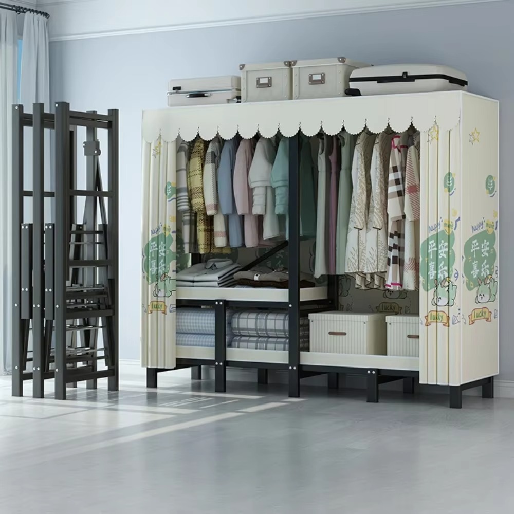 Simple Closets Installation-Free Foldable Wardrobe Open Space Saving Clothing Storage Cabinets Bedroom Simple Wardrobe Organizer