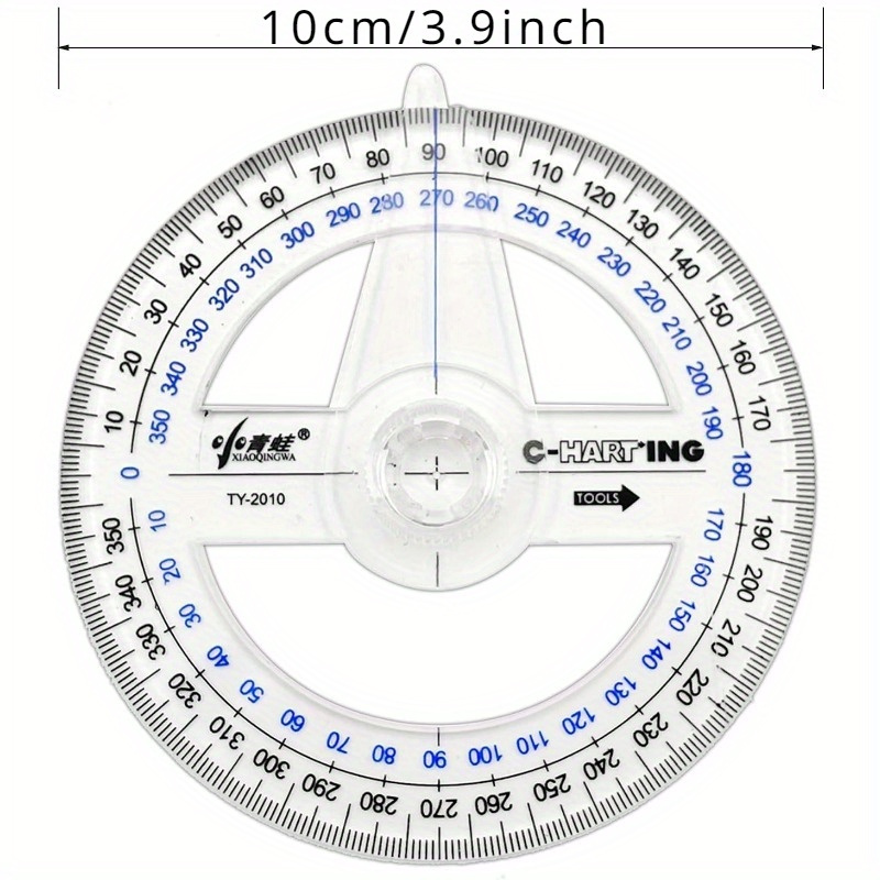 2pcs 360° Protactors Plastic Math Clear Ruler Drafting Tools Circle Winkelmesser
