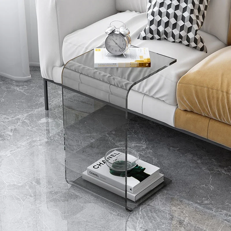 Mesas de centro acrílicas sofá pequena mesa lateral moderna quarto cabeceira piaochuang mesa de chá mesas de armazenamento móveis nórdicos