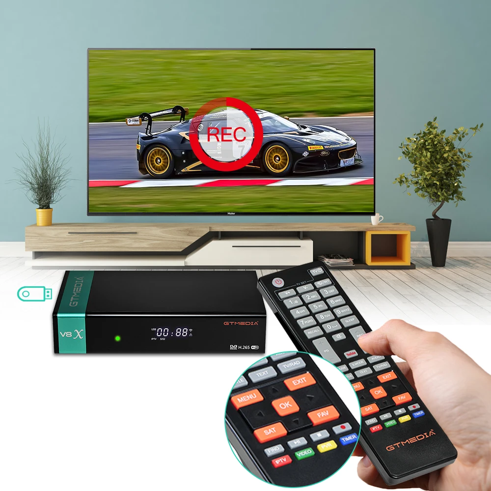 GTMEDIA V8X Satellitenempfänger DVB-S/S2/S2X 1080P HEVC H.265 10bit TV-Decoder MARS/ECAM/LACAM/CCAM/M3U PK Freesat V8 NOVA TV-Box