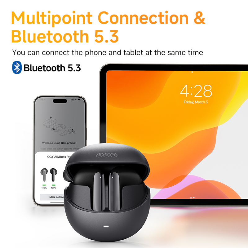 QCY HT10 AilyBuds Pro+ ANC draadloze oortelefoon Hi-Res Audio met LDAC Bluetooth 5.3 Oordopjes 6 Mic AI HD Call Multipoint Connection