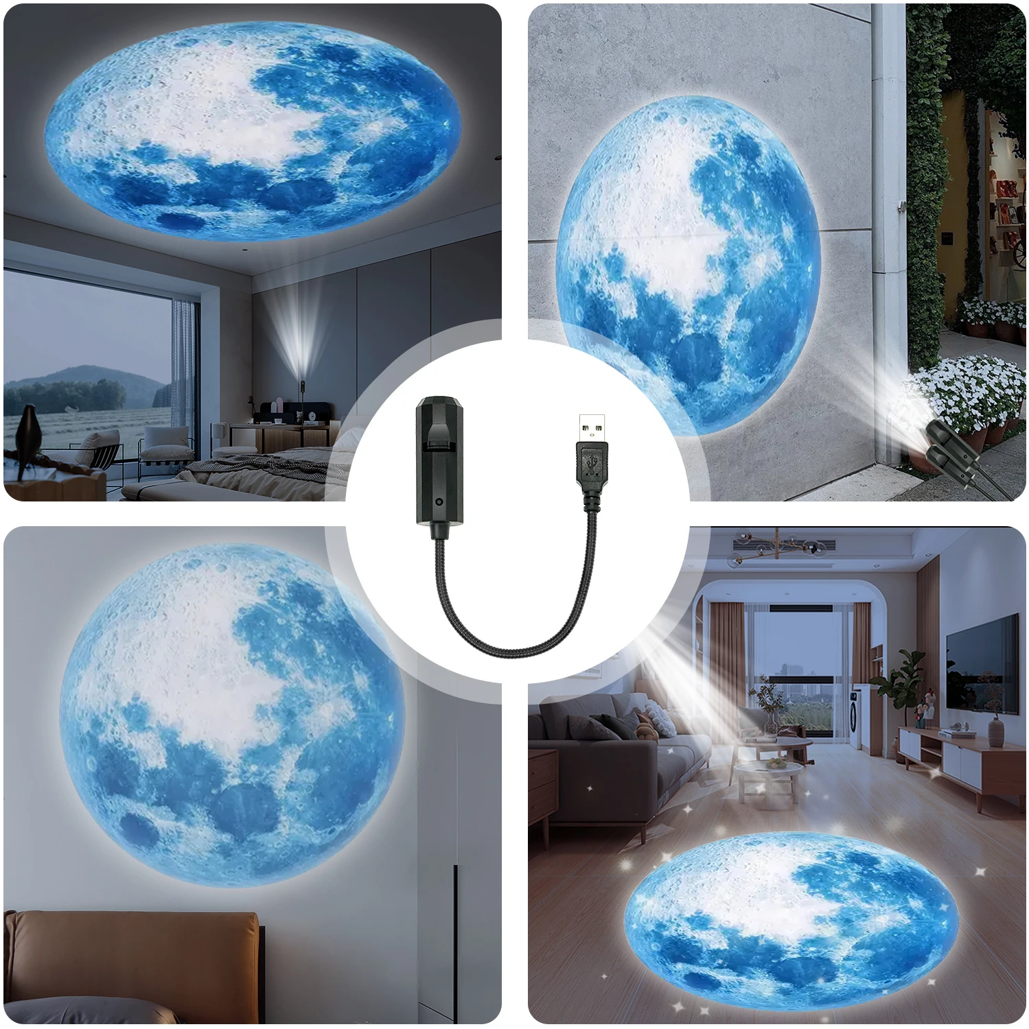 1 Projector Light Moon lamp, LED lamp, blue planet, Rechargeable Moon Star Projection Light Can Rotate Night Light