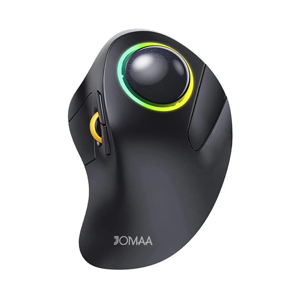 Bluetooth-Trackball-Maus mit RGB-Hintergrundbeleuchtung, kabellos, 2,4 G, wiederaufladbar, ergonomische Rollerball-Gaming-Maus für Laptop, Mac, iPad, Gamer