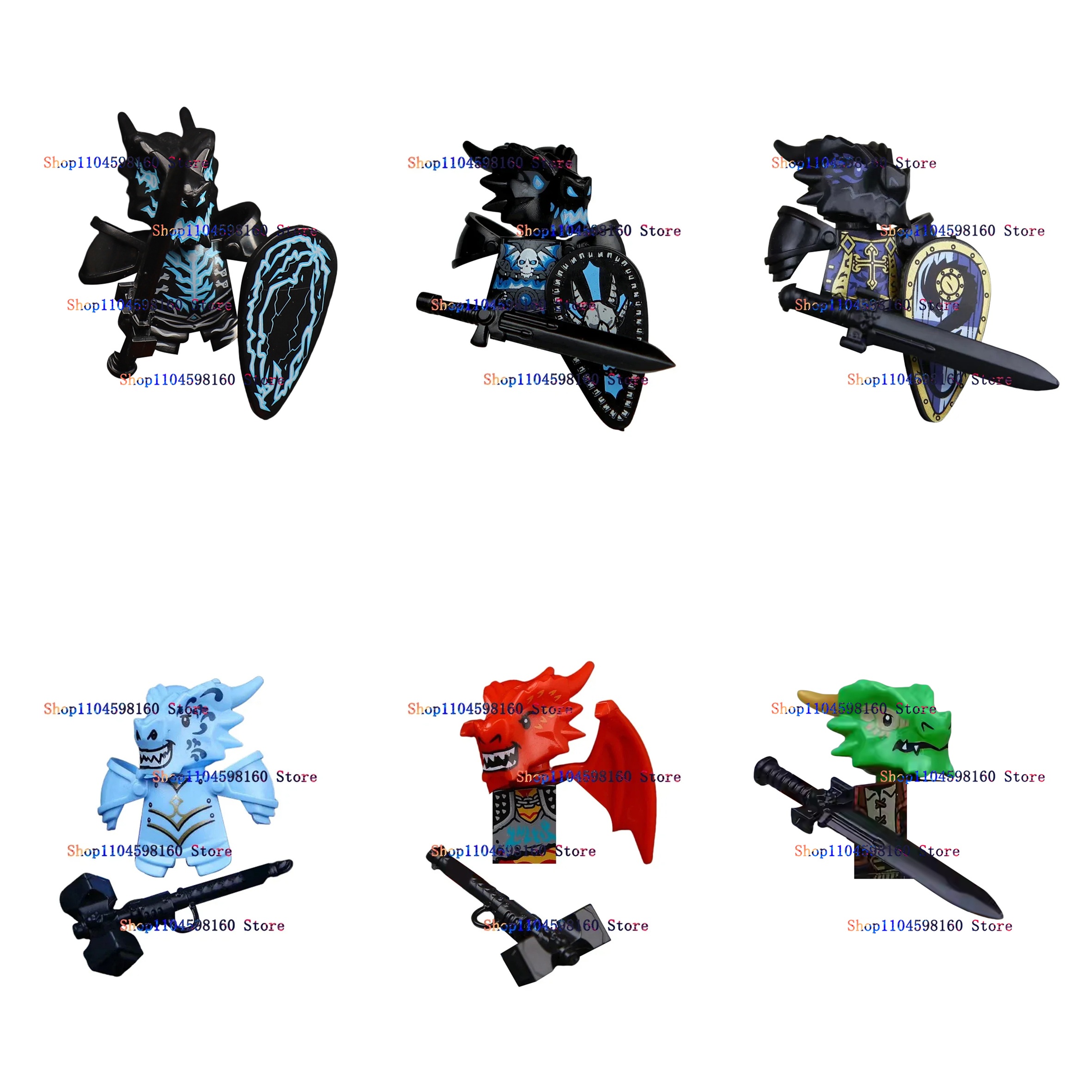 Anime Cartoon Spiele Spielzeug Ziegel Puppen Dragonborn Mittelalterliche Drachen Ritter Soldaten Krieger Bausteine für Kinder Spielzeug Geschenke