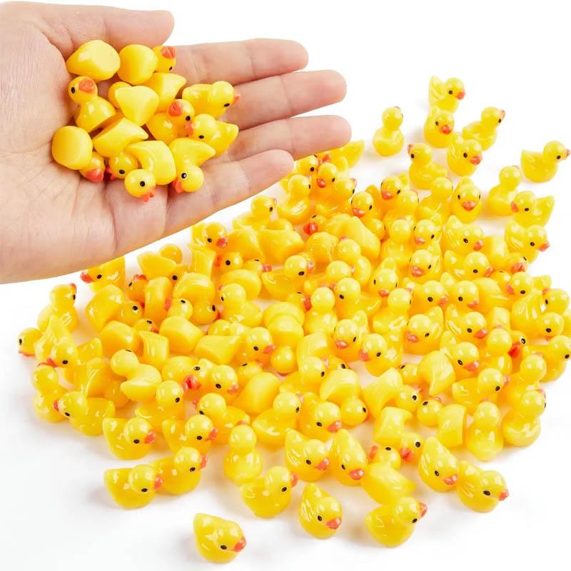 50/100Pcs Mini Resin Ducks Tiny Duck Miniature Figures Bulk Little Duck Charms for Party, DIY Micro Landscape Decorations