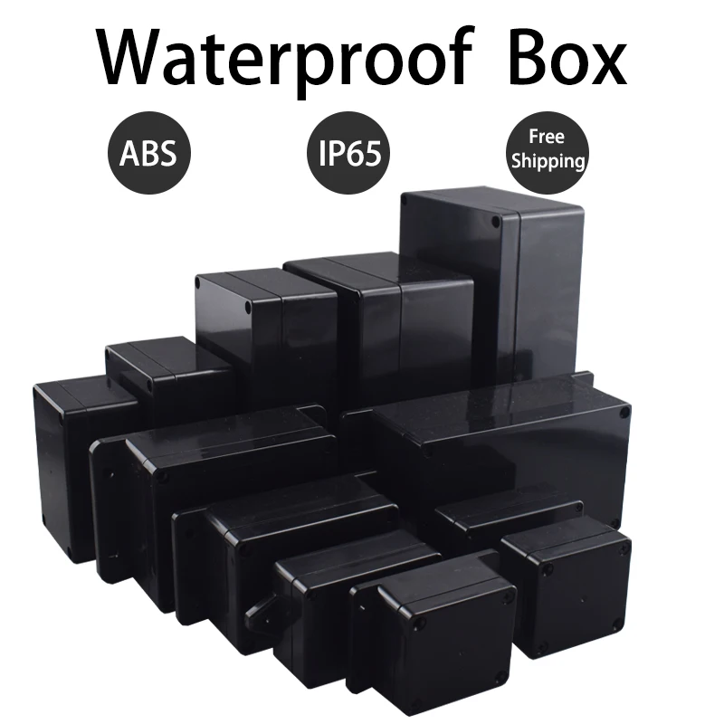 ABS Wasserdichtes Boxgehäuse Elektronisches Safe Gehäuse Kunststoffboxen Schwarzer Drahtanschlusskasten Kunststoff-Organizer IP67 Wasserdichtes Gehäuse