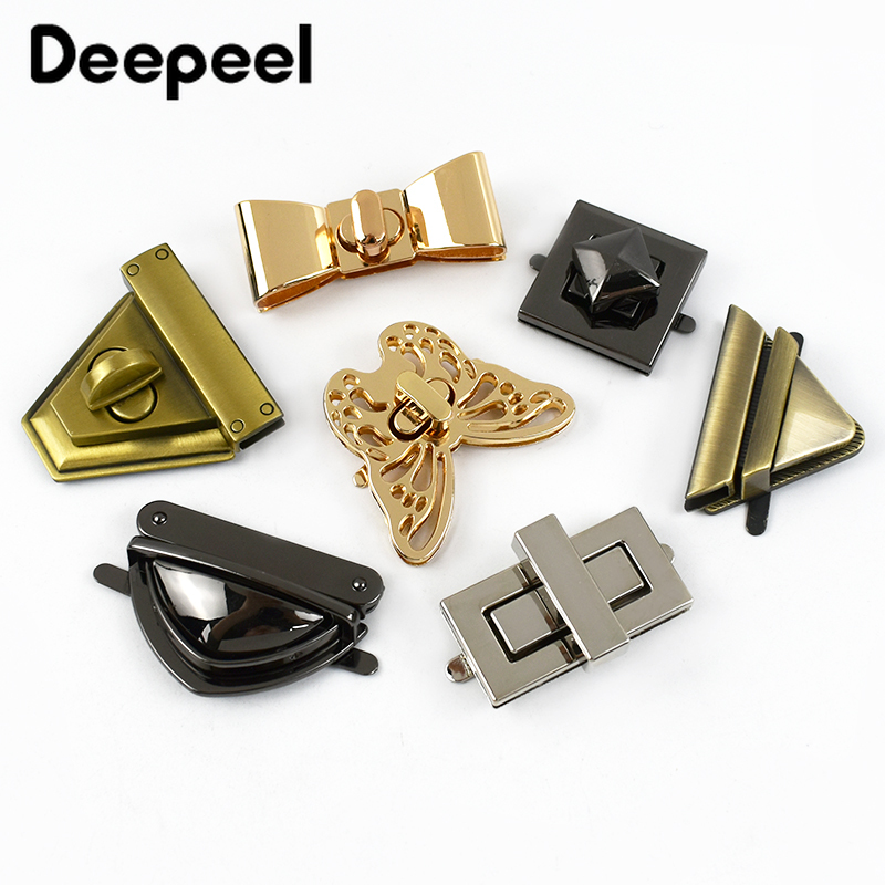 4 Deepeel Kim Loại Khóa Túi Xách Khóa Màu Biến Xoắn Ổ Khóa Túi Khóa Ví Trang Trí Chốt Khóa Tự May Phần Cứng phụ Kiện