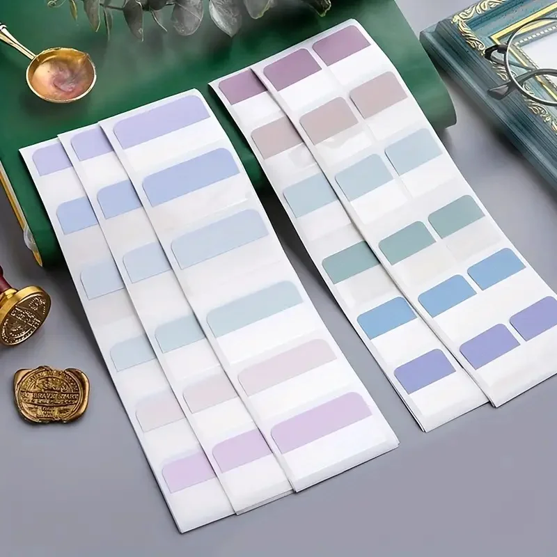 Pegatinas de índice de colores Morandi, notas de índice de colores claros, notas adhesivas de carpeta grabables transparentes