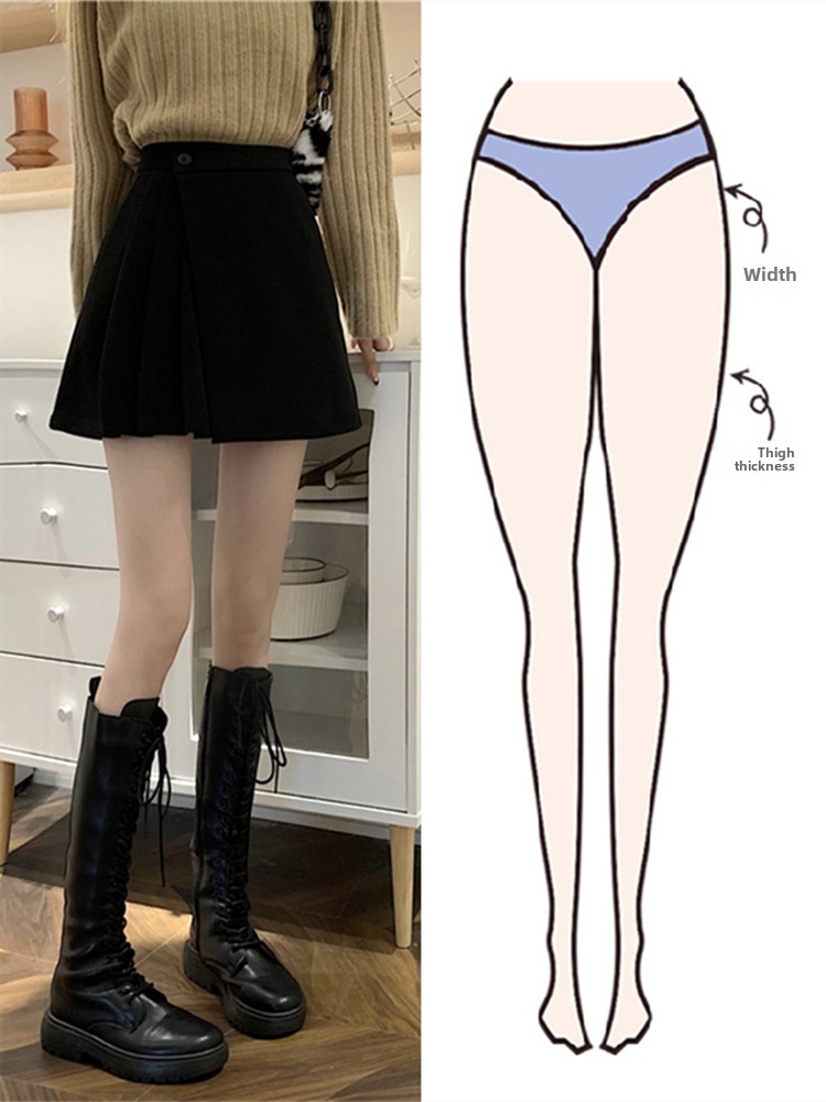 High Waist A-Line Mini Skirt Women's Winter Checkered Wool Blend Skirts Asymmetrical Belly Covering Bodycon Skirts