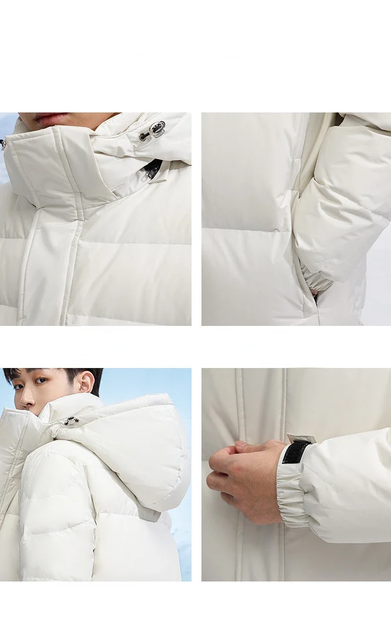 冬の屋外メンズダウンジャケット高品質男性ホワイトダックダウンフード付きコート雪原カップルロング厚く暖かいパーカー 5XL