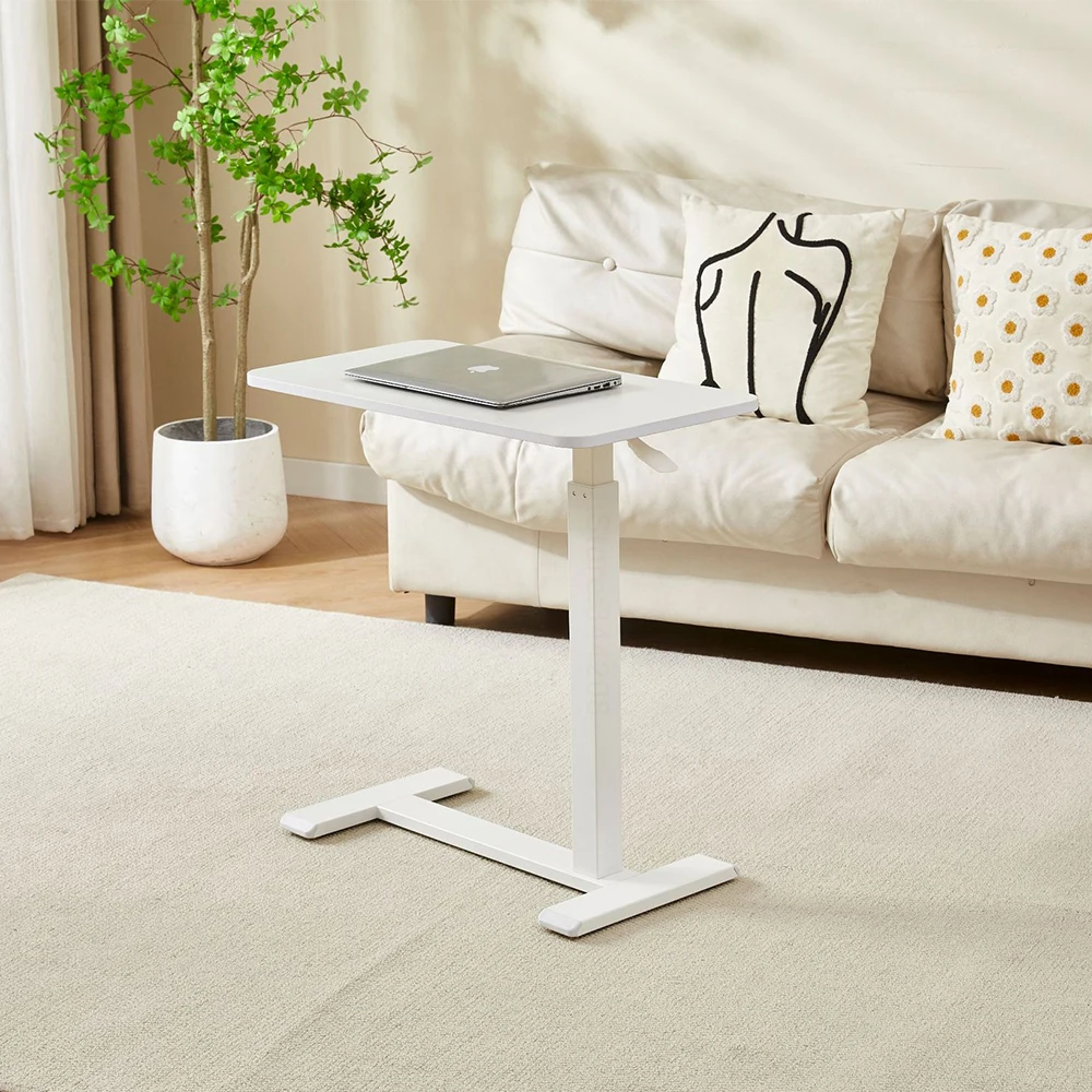 Tookfun Home Pneumatic Lifting Table Movable Bedside Small Square Table Adjustable Height Desk With Wheels