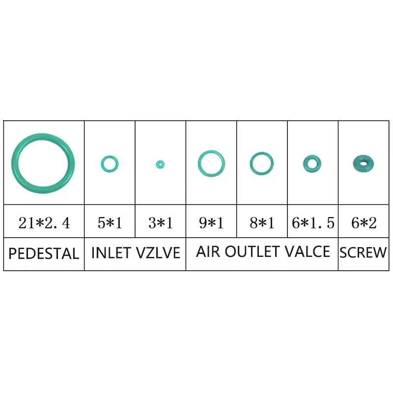 Airsoft Fluorine Rubber Ring Tactical Set, Green Flat Silicone Rubber Ring Sealing Gasket, GBB Glock 17 19 P1 air valve wrench