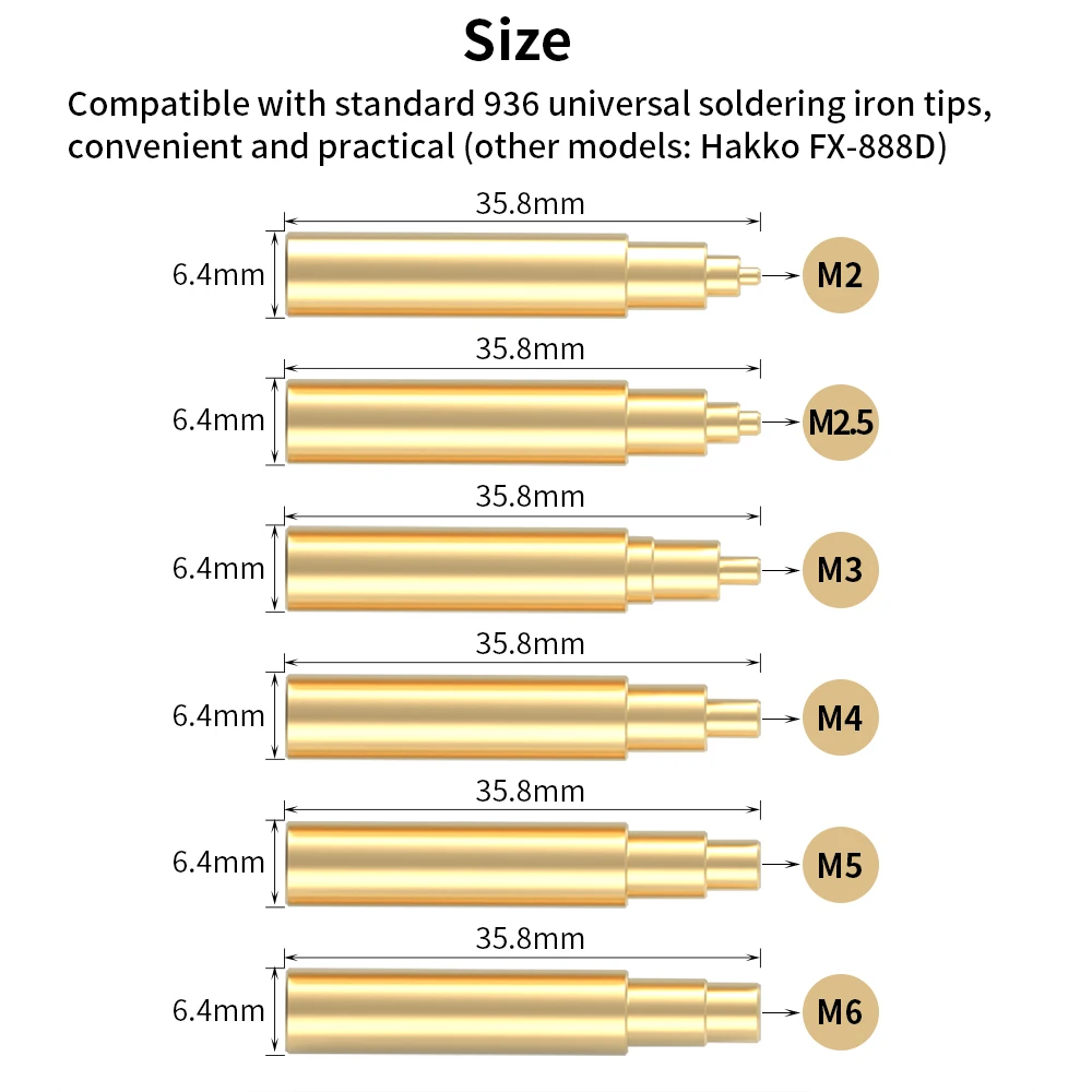 ヒートインサートナット アイロンチップ ヒートセットインサートチップ はんだごてチップ M2 M2.5 M3 M4 M5 M6 真鍮糸埋め込みキット 3D プリンタ部品