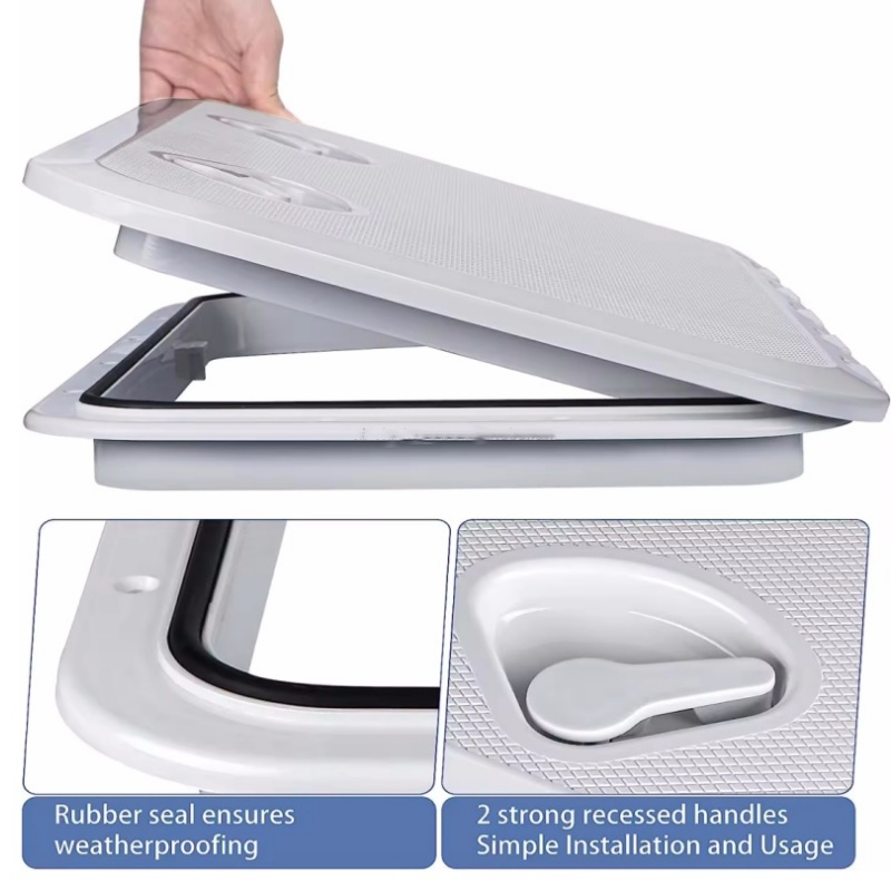 Absプラスチックデッキプレートカバー、正方形のハンドルトラクション、プルアウトマリンアクセサリー、ボートアクセス、白
