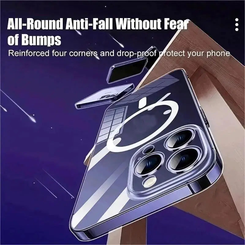 New Anti Drop For iPhone 15 14 13 12 11 Pro Max PC Material Non yellowing Magnetic Charging Anti slip Ultra thin Protective Case