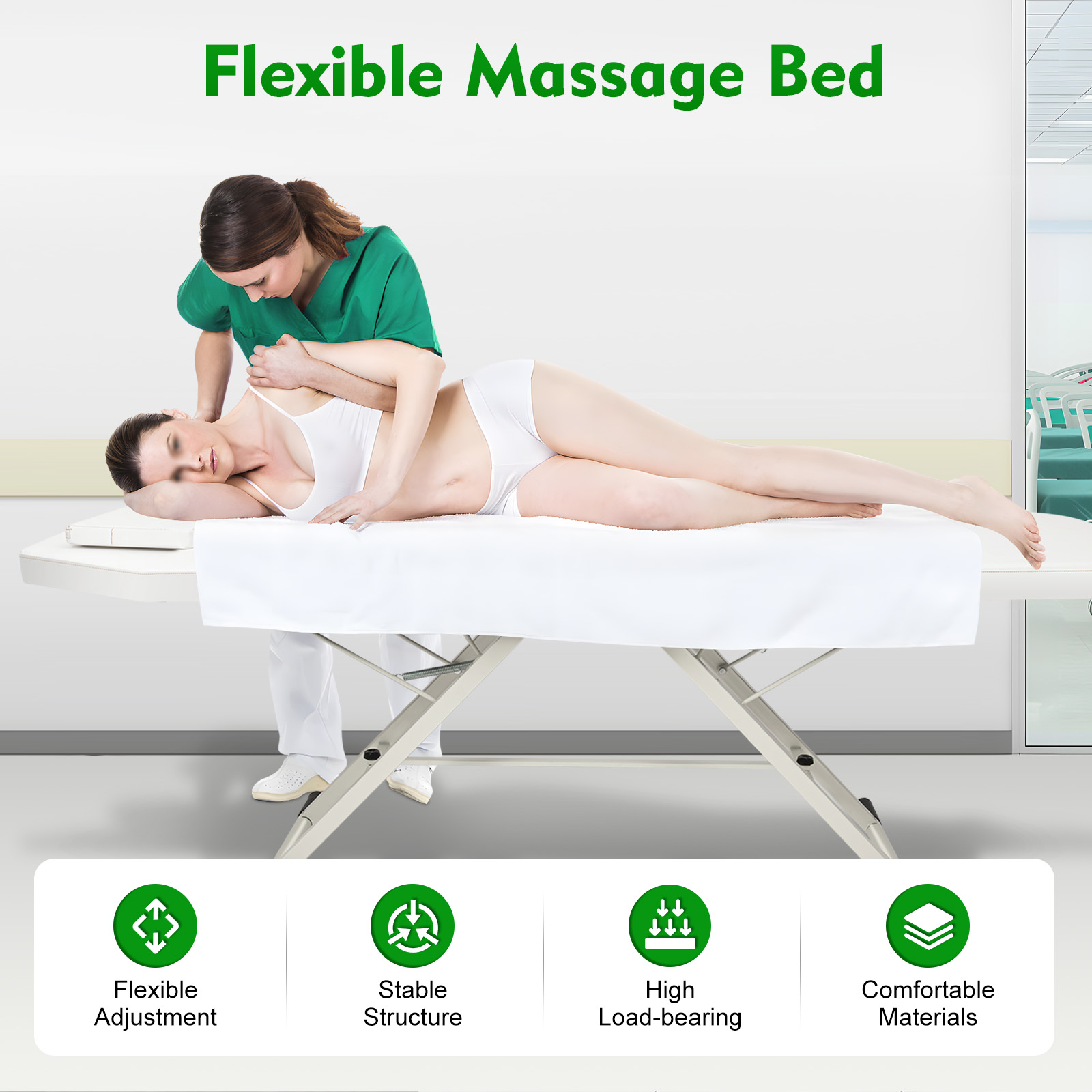 Massagetisch, zusammenklappbar, tragbar, verstellbar, Massagetisch, höhenverstellbar, Massagetisch mit Kopfstütze für Schönheitsfriseur