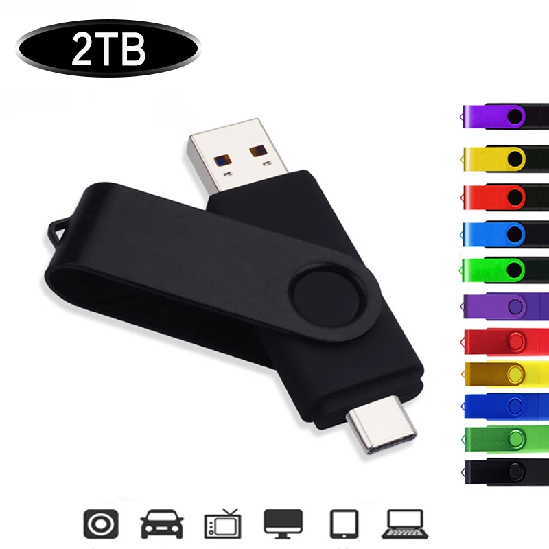 НОВЫЙ USB-накопитель 2 ТБ, флешка 3 в 1, металлический диск 2 ТБ, memoria cel, USB-накопитель, подарок для телефона/автомобиля/телевизора, бесплатный логотип
