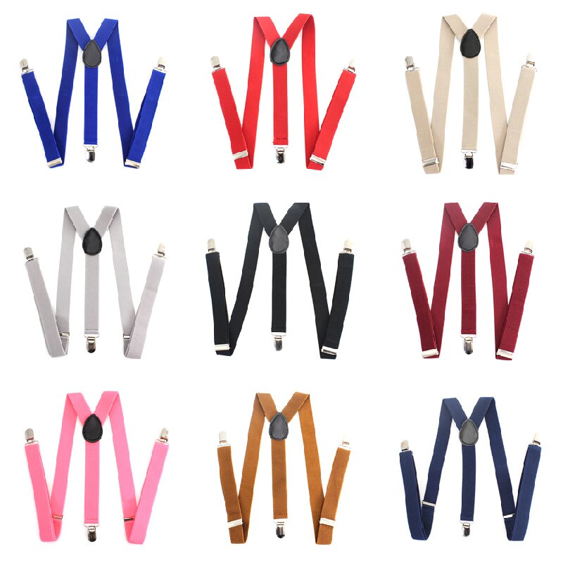 Effen kleur elastische lederen bretels bretels mannen vrouwen zwart blauw rood verstelbare bandjes voor bruiloft pak rok accessoires cadeau
