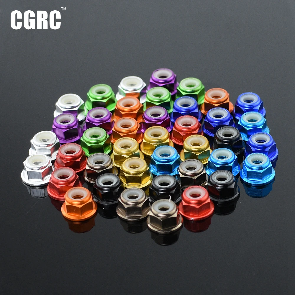 4 CNC Nhôm Bích Nylon Khóa Hạt M4 Nhiều Màu 1/10 1/8 1/14 RC Xe Tải Xe Tải Bánh Xích Trôi TRX4 SCX10 SCANIA Đa Năng Một Phần