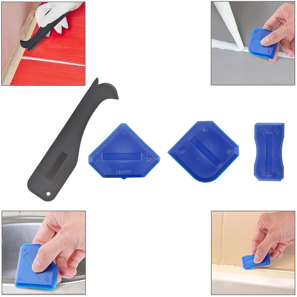 Raspador de silicona 5 en 1, sellador, juego de herramientas de removedor suave, Kit de lechada suave, eliminación de moldes de suelo, juego de herramientas manuales