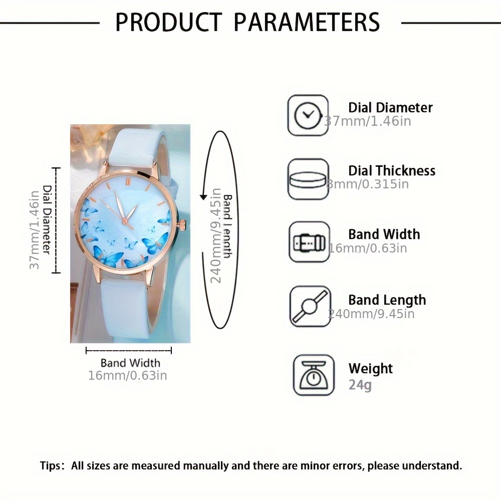 5 pçs/set moda criativa borboleta dial relógio de quartzo para mulheres pulseira de couro relógio de pulso senhoras relógios simples relogio feminino