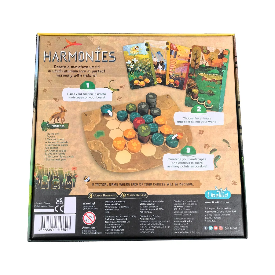 Harmônias - Jogos de Tabuleiro - Criação de Paisagens e Habitats para Animais - Estratégia e Criatividade - Para maiores de 10 anos