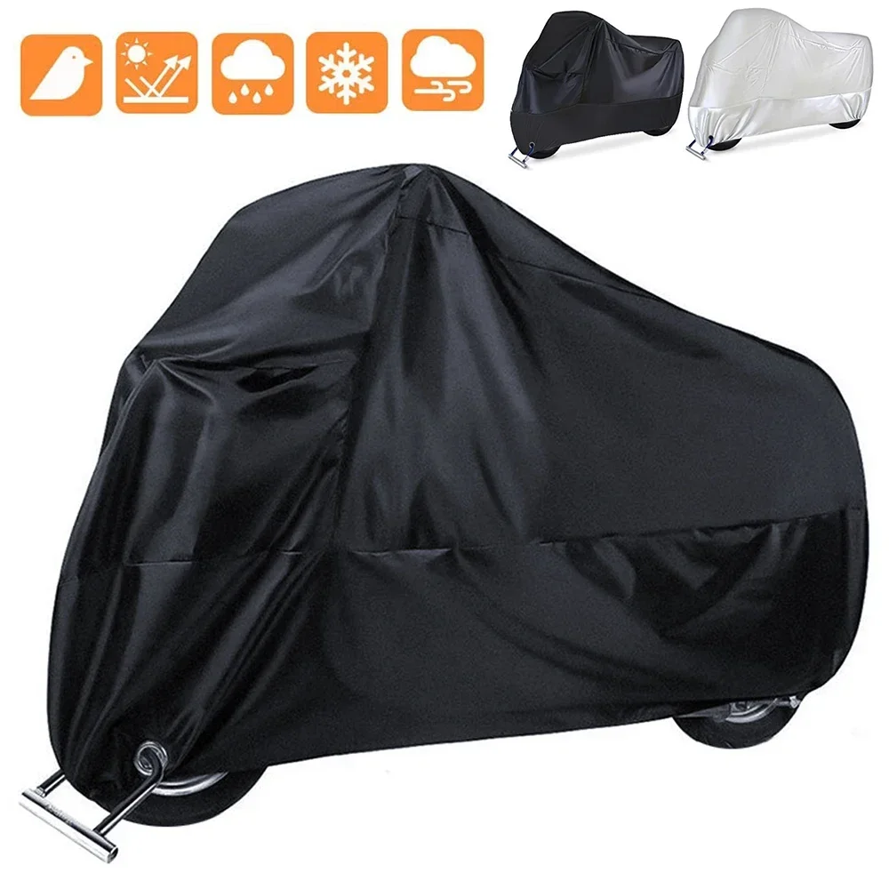 Cubierta impermeable para motocicleta, cubierta para motocicleta de tela resistente al desgaste para interiores y exteriores, protección UV a prueba de polvo para todas las estaciones