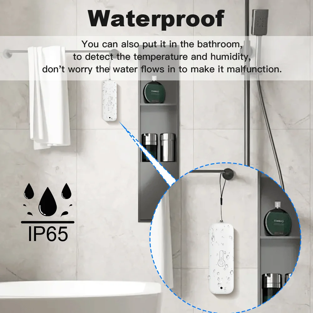 Tuya-Sensor de temperatura y humedad, resistente al agua, WiFi IP65, aplicación remota para hogar inteligente, Control SmartLife, funciona con el asistente de Google Alexa