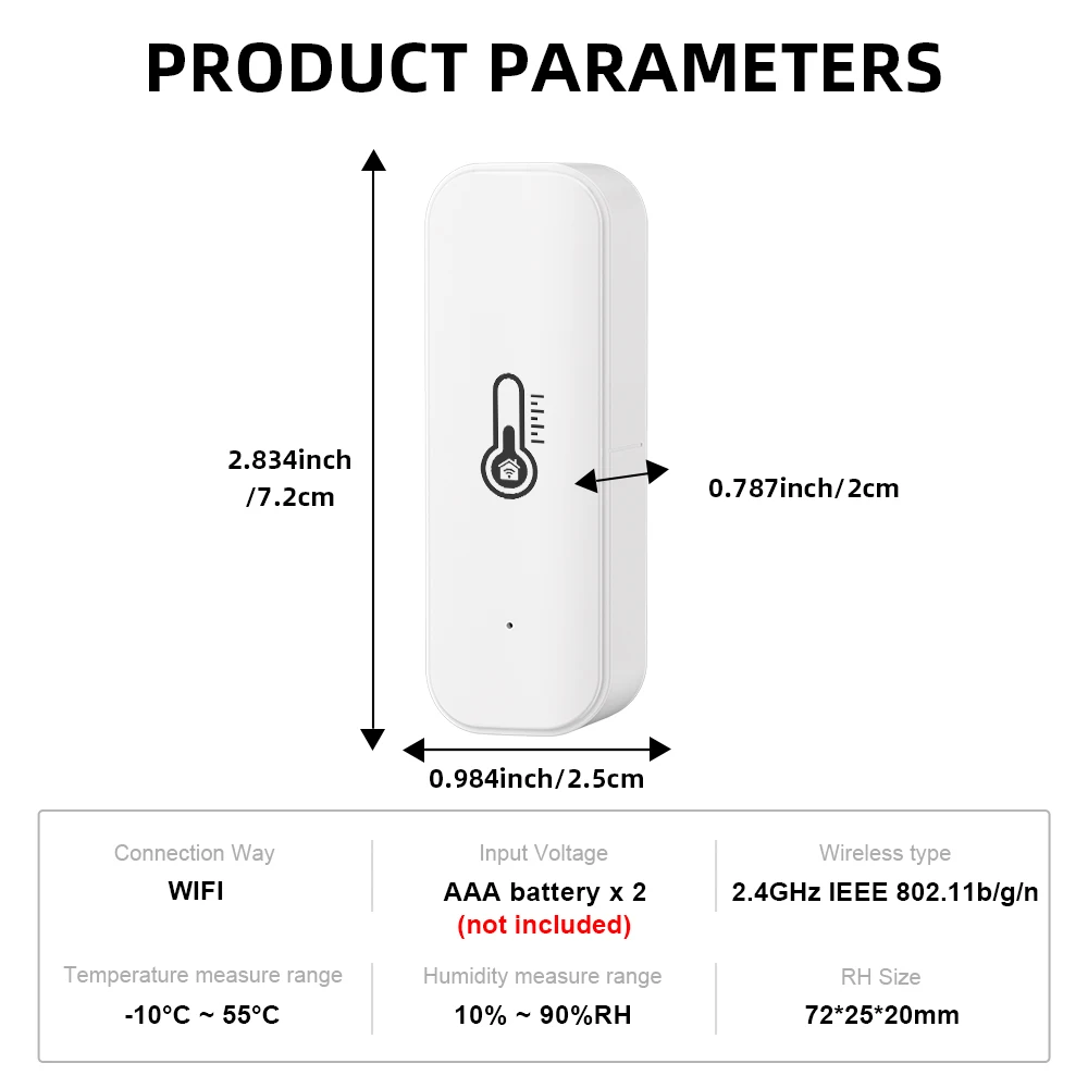 Tuya wifi sensor de temperatura umidade com cor branca para casa inteligente alimentado por bateria app monitoramento alexa google voz
