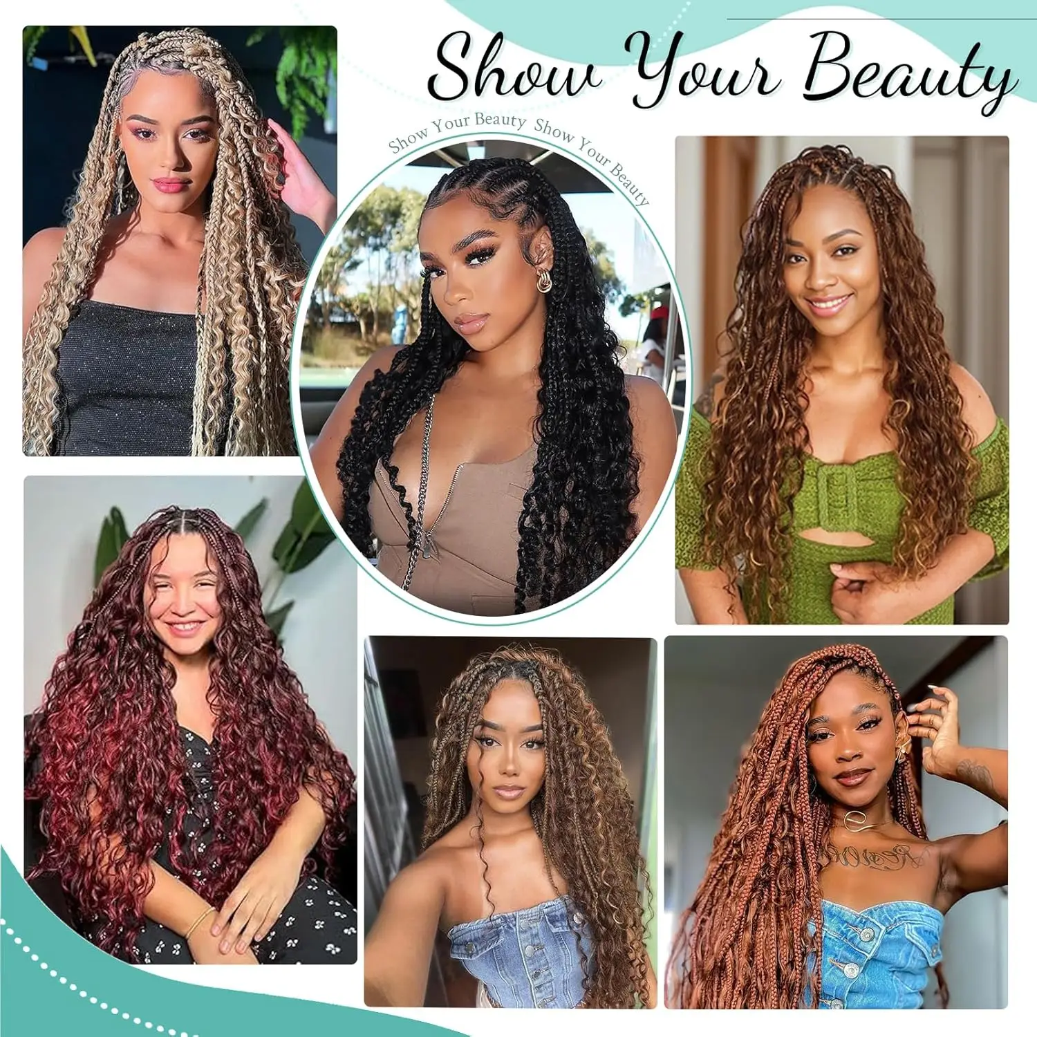 딥 웨이브 벌크 인간의 머리카락 땋기용 씨실 없음 인간의 머리카락 Boho Braids 브라질 버진 인간의 머리카락 확장 33 #