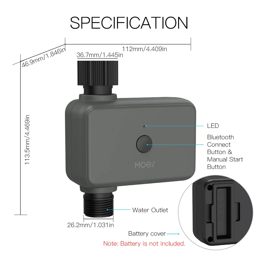 MOES Smart Tuya Bluetooth 정원 워터 타이머 비 지연 프로그래밍 가능한 자동 관개 타이머(허브 포함)