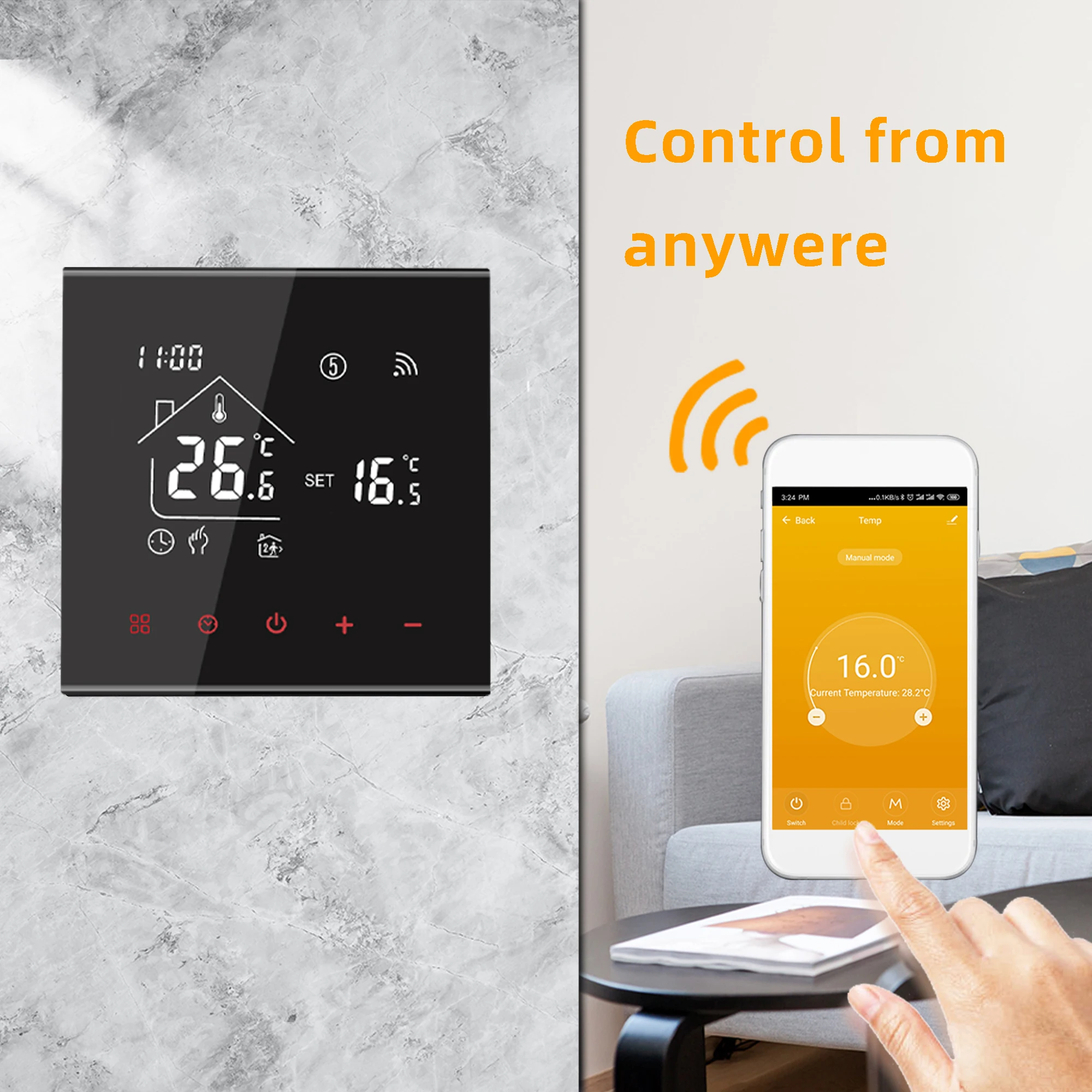 Minco Wärme Neue M4A Samrt Wifi Tuya Thermostat Temperatur Controller LCD Display Für Elektrische Boden Heizung/Wasser/Gas kessel