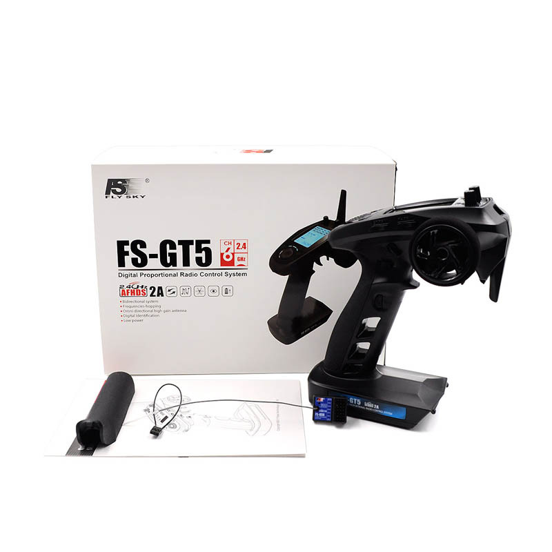 Flysky FS-GT5 FS GT5 2.4G เครื่องรับส่งวิทยุ RC 6CH พร้อมเครื่องรับ6CH FS-BS6สำหรับรถ RC ตีนตะขาบเรือรถของเล่นแข่ง