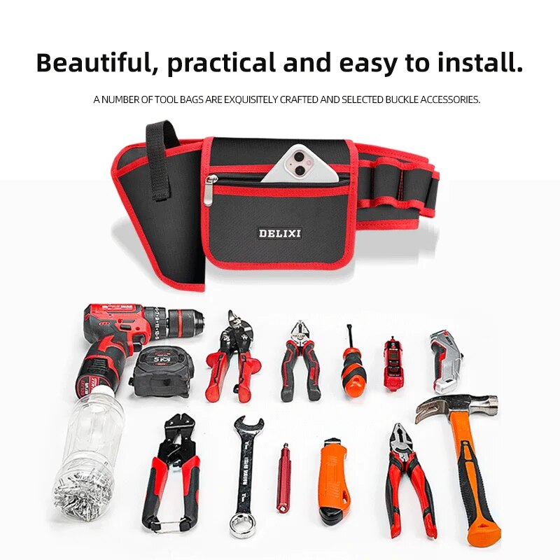 Bolsa de cinto de ferramentas multibolso durável para eletricista, bolsa utilitária portátil resistente de qualidade premium para reparo elétrico e mai