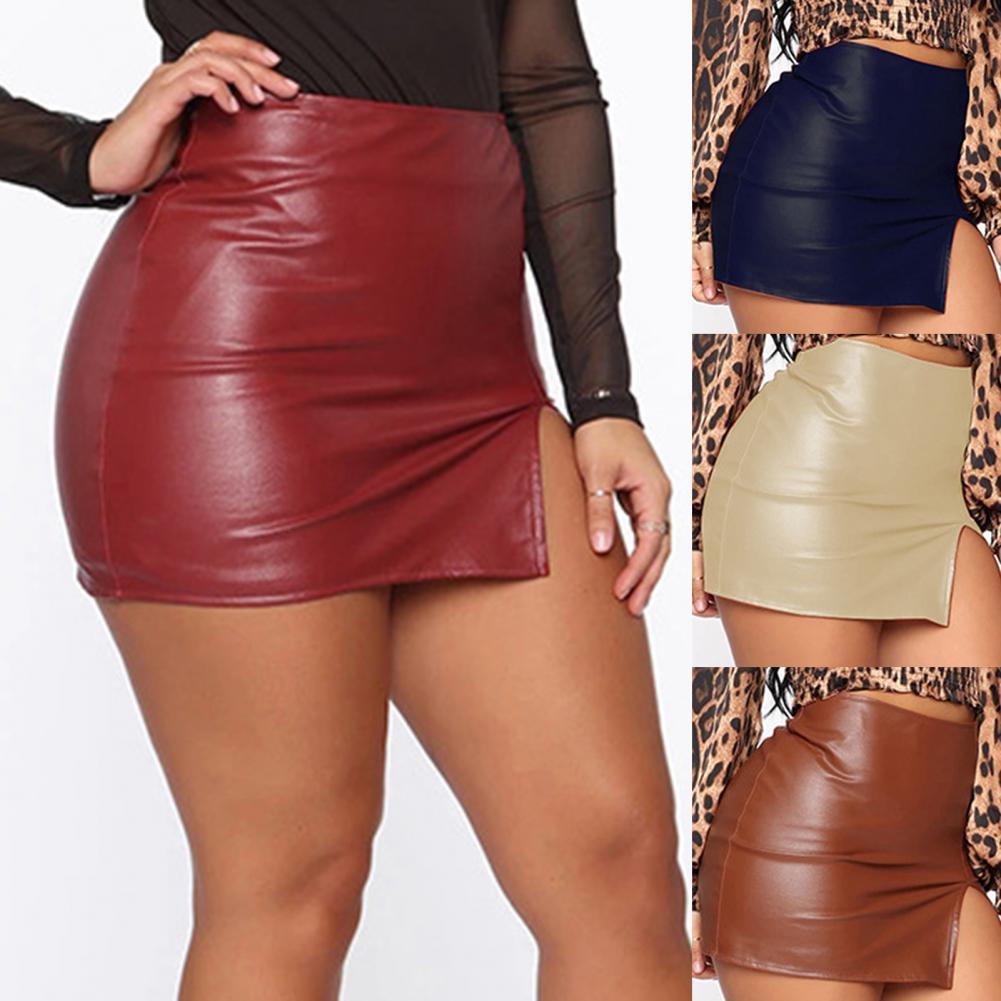 Vrouwen Lederen Nacht Clubwear Rokken Zomer Pure Kleur PU-leer Rits Sexy Hip Lederen MIni Rokken Faldas Mujer Moda 2022