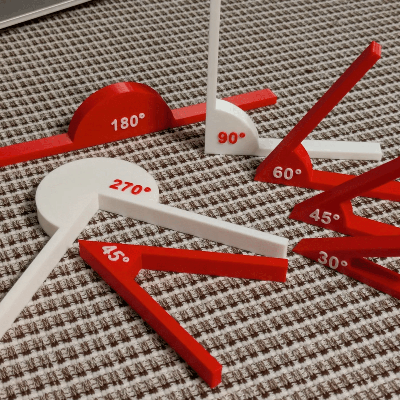 Auxiliares de ensino de matemática, ferramentas de medição de ângulo, instrumentos de exibição de ângulo geométrico, ferramentas de aprendizagem educacional para reconhecimento de ângulo