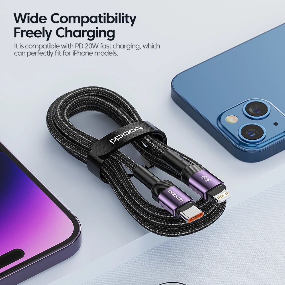 Toocki PD 20W USB C To Lightnin Cable For iPhone 15 14 13 12 11 Pro XS 8 Type C To Lightning Cable Data Wire Fast Charging Cable
