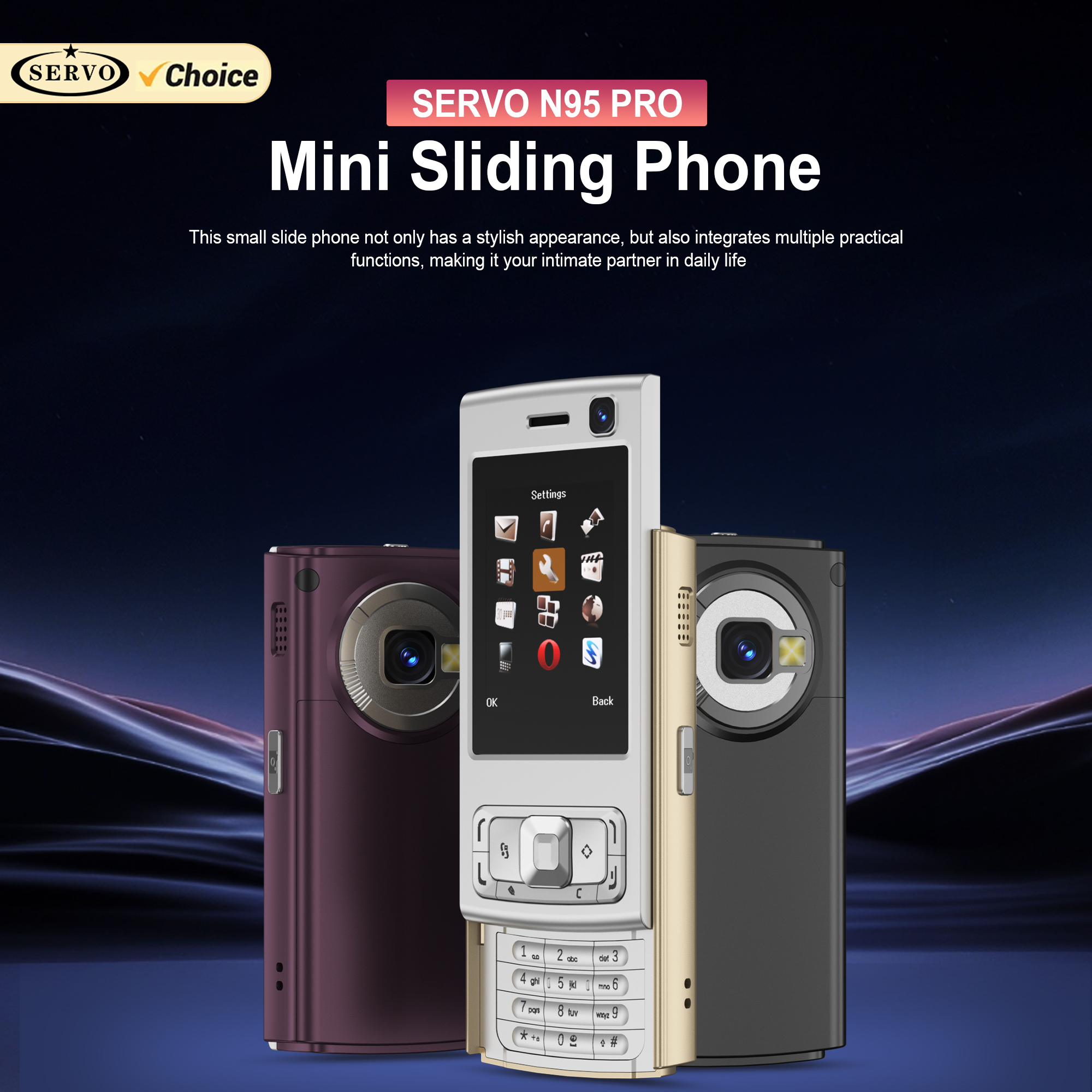 SERVO N95 PRO Mini teléfono móvil deslizante 2 SIM teléfono móvil en espera voz mágica velocidad Dial llamada grabación linterna 2,0 "teléfonos